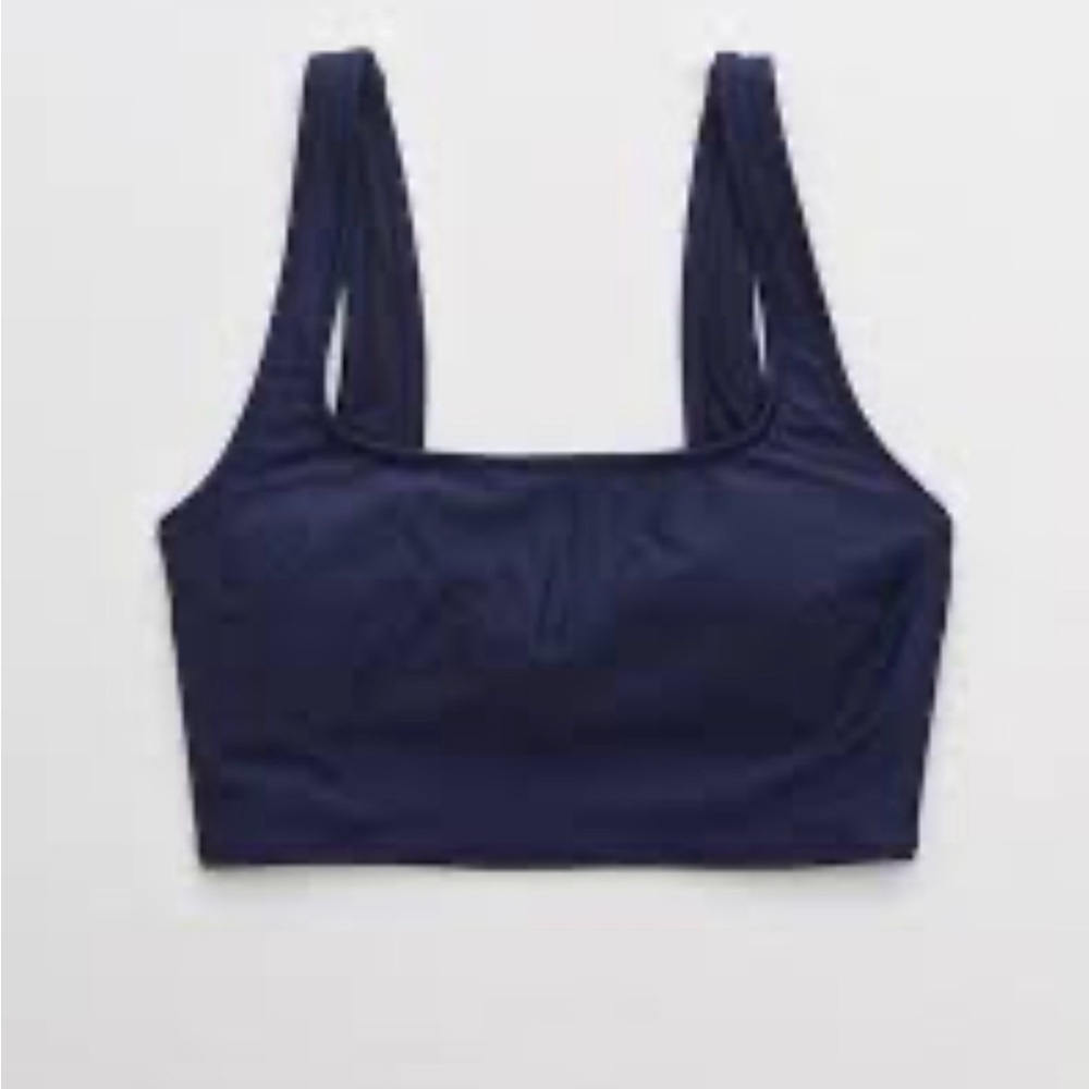New Aerie Navy Blue Wide-strap Longline Scoop Bikini Top NWOT sz XS